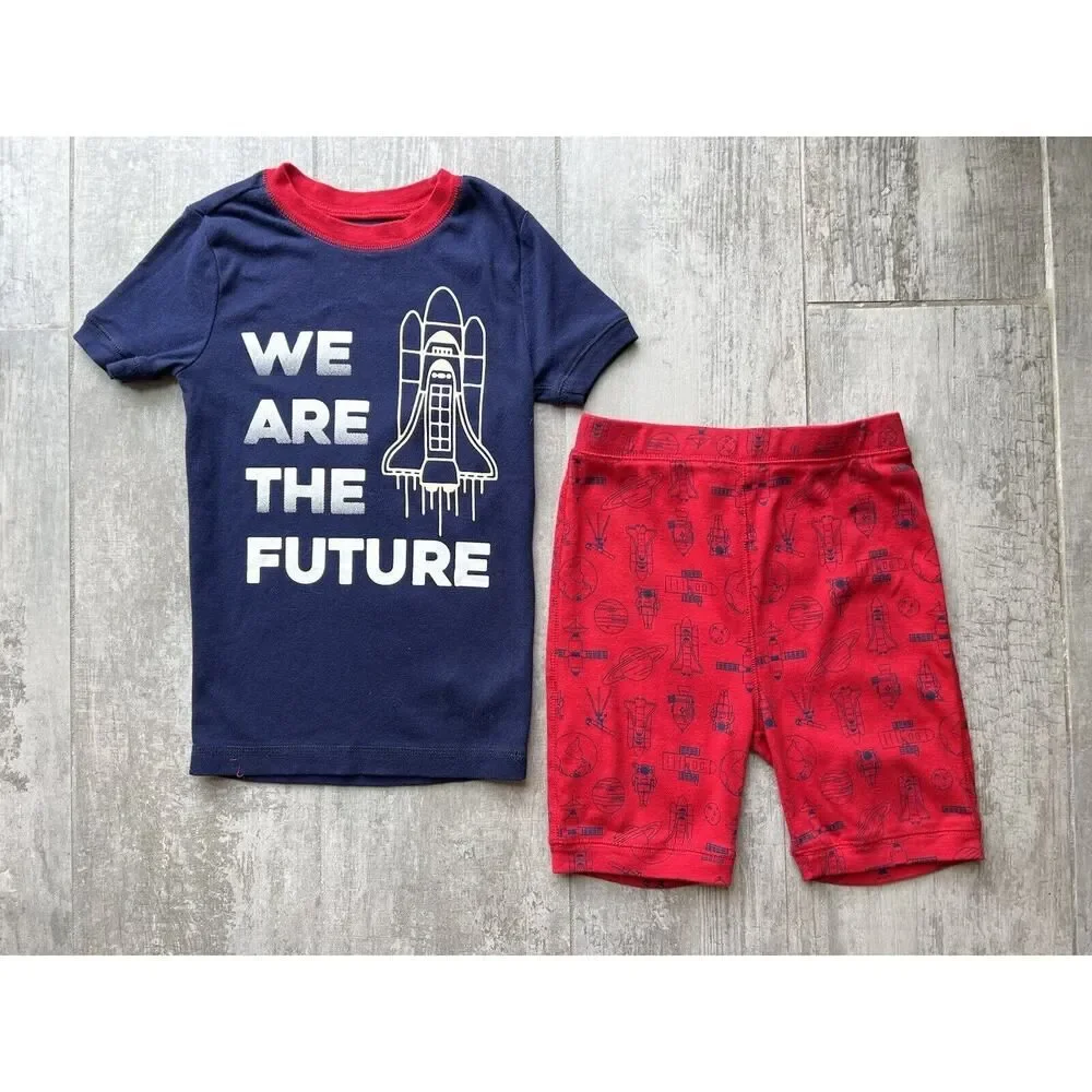 GAP KIDS 2 Piece PJs Glow in Dark Pajama Set Boys Spaceship Space FUTURE 10 NEW